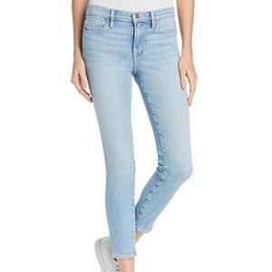 Frame Womens Light Blue Le Skinny Crop Jeanne Frayed Hem Skinny Jeans Size 29